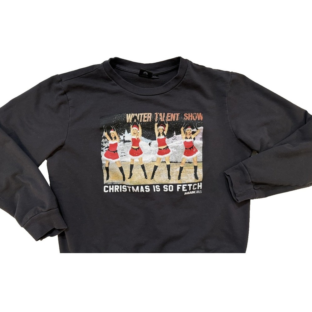 Mean Girls Christmas Sweatshirt Y2K Womens XL Blk Is So Fetch Winter Talent Show